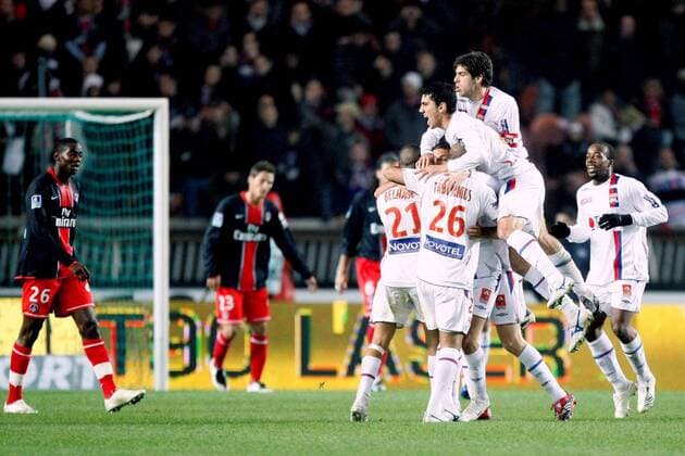 Torjubel Lyon - (pan22934) Fußball Herren Ligue 1 2007 2008, 1. Französische Liga, FC Paris Saint Germain - Olympique Lyonnais 2:3, PSG St. OL Gruppe Aufmacher, premiumd Paris Begeisterung, Freude, Fußball Herren Ligue 1 2007 2008, 1. Französische Liga, FC Paris Saint Germain - Olympique Lyonnais 2:3, PSG St. OL Gruppe Aufmacher, premiumd Paris Begeisterung, Freude,