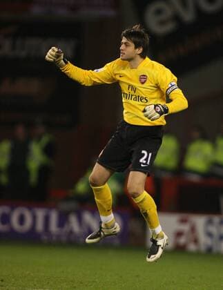 Torwart Lukasz Fabianski (Arsenal) - Jubel - Fußball Herren Carling Cup 2007 2008, Englischer Pokal, Pokalspiel, Ligapokal, League, Arsenal FC London Einzelbild Sheffield Freude, Fußball Herren Carling Cup 2007 2008, Englischer Pokal, Pokalspiel, Ligapokal, League, Arsenal FC London Einzelbild Sheffield Freude,