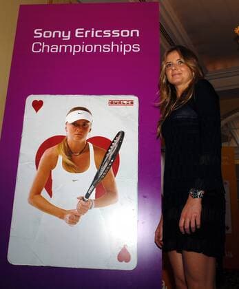 Daniela Hantuchova (Slowakei) neben einer Spielkarte mit ihrem Foto -  Tennis WM Damen Sony Ericsson Championships 2007, WTA Tour, Pressekonferenz, Pressetermin, Einzelbild Madrid Tennis WM Damen Sony Ericsson Championships 2007, WTA Tour, Pressekonferenz, Pressetermin, Einzelbild Madrid