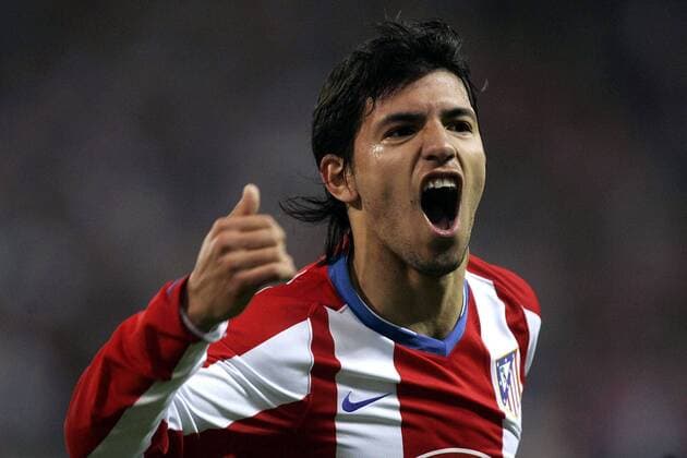 Sergio Aguero (Atletico Madrid) - Torjubel -  (pan23085) Fußball Herren Primera Division 2007 2008, 1. Spanische Liga, Einzelbild Madrid Freude, Begeisterung, Fußball Herren Primera Division 2007 2008, 1. Spanische Liga, Einzelbild Madrid Freude, Begeisterung, 