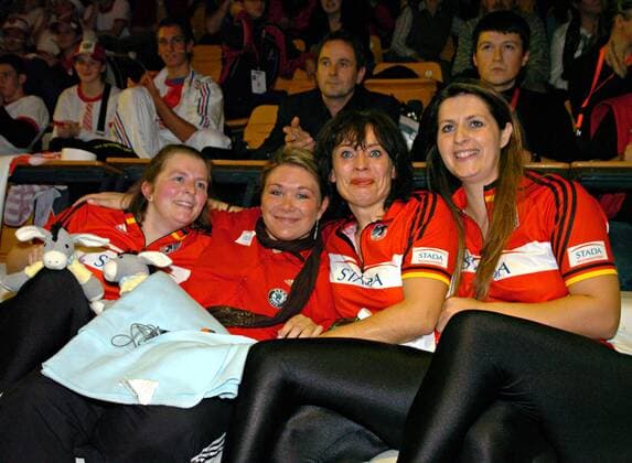 Team Deutschland, v.li.: Manuela Dieterle, Katja Gaißer, Simone Rudolf und Ines Rudolf Radsport WM Damen WM 2007, Kunstrad, Hallenradsport, Kunstradsport, Kunstradfahren, Rad, Halle, Indoor Gruppe Winterthur Radsport WM Damen WM 2007, Kunstrad, Hallenradsport, Kunstradsport, Kunstradfahren, Rad, Halle, Indoor Gruppe Winterthur
