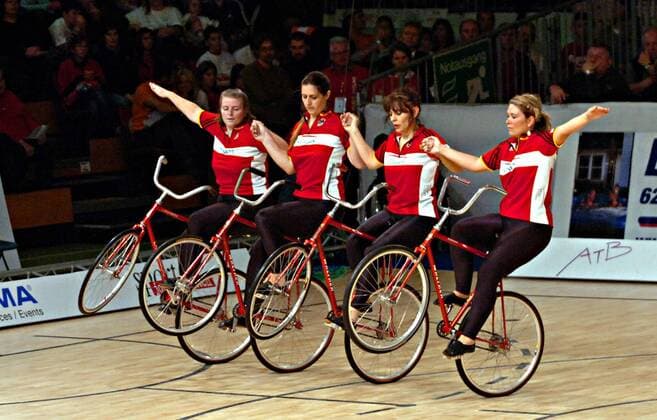 Team Deutschland, mit Manuela Dieterle, Katja Gaißer, Simone Rudolf und Ines Rudolf Radsport WM Damen WM 2007, Kunstrad, Hallenradsport, Kunstradsport, Kunstradfahren, Rad, Halle, Indoor Gruppe Winterthur Radsport WM Damen WM 2007, Kunstrad, Hallenradsport, Kunstradsport, Kunstradfahren, Rad, Halle, Indoor Gruppe Winterthur