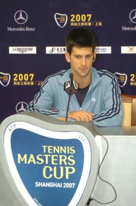 Novak Djokovic (Serbien) während der Pressekonferenz - (IMCpau16057506) Tennis WM Herren ATP Masters Cup 2007, Series, Tour, Pressekonferenz, Pressetermin, Kopfhörer Einzelbild Shanghai Tennis WM Herren ATP Masters Cup 2007, Series, Tour, Pressekonferenz, Pressetermin, Kopfhörer Einzelbild Shanghai