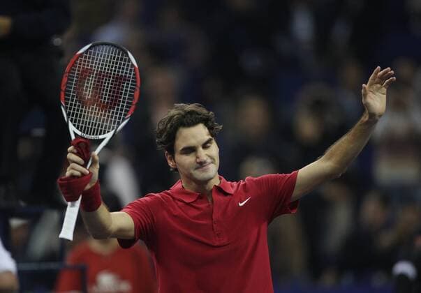 Roger Federer (Schweiz) jubelt Tennis WM Herren ATP Masters Cup 2007, Series, Tour Einzelbild Shanghai Freude, Tennis WM Herren ATP Masters Cup 2007, Series, Tour Einzelbild Shanghai Freude,