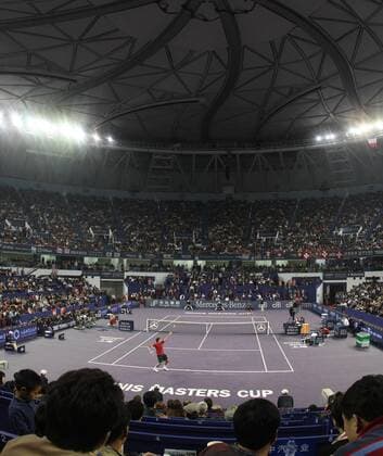 Vollbesetzter Centercourt in Shanghai während des ATP Masters Cup 2007 Tennis WM Herren ATP Masters Cup 2007, Series, Tour Totale Qi Zhong Stadion, Centre Shanghai Tennis WM Herren ATP Masters Cup 2007, Series, Tour Totale Qi Zhong Stadion, Centre Shanghai