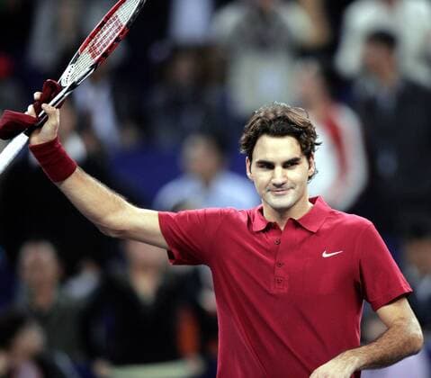 Roger Federer (Schweiz) jubelt -  (IMCpau16191907) Tennis WM Herren ATP Masters Cup 2007, Series, Tour Einzelbild Shanghai Freude, Tennis WM Herren ATP Masters Cup 2007, Series, Tour Einzelbild Shanghai Freude,