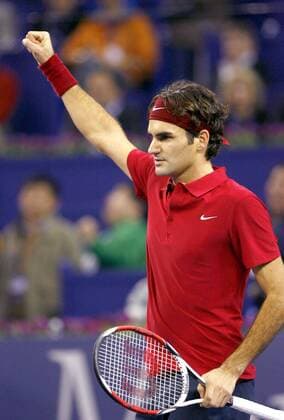 Roger Federer (Schweiz) jubelt -  Tennis WM Herren ATP Masters Cup 2007, Series, Tour Einzelbild Shanghai Tennis WM Herren ATP Masters Cup 2007, Series, Tour Einzelbild Shanghai