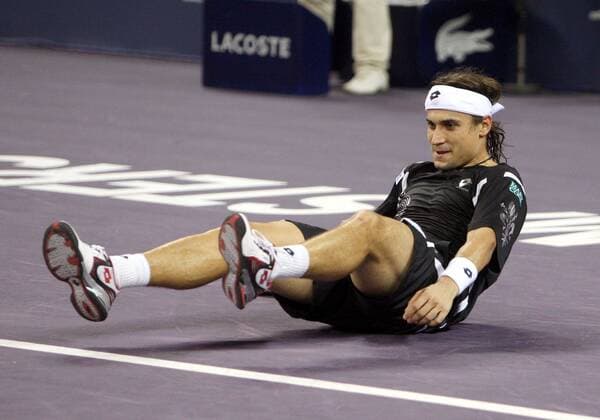 David Ferrer (Spanien) am Boden Tennis Herren ATP Masters Cup 2007, Series, Tour, Halbfinale o0 WM Einzelbild Shanghai Tennis Herren ATP Masters Cup 2007, Series, Tour, Halbfinale o0 WM Einzelbild Shanghai