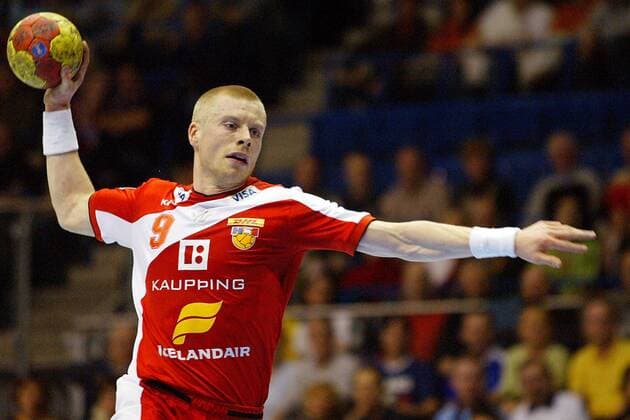 Gudjon Valur Sigurdsson (Island) am Ball Handball Länderspiel Herren WM 2007, Nationalteam, Gruppe B, Nationaltrikot, Island Einzelbild Magdeburg Dynamik, Handball Länderspiel Herren WM 2007, Nationalteam, Gruppe B, Nationaltrikot, Island Einzelbild Magdeburg Dynamik,
