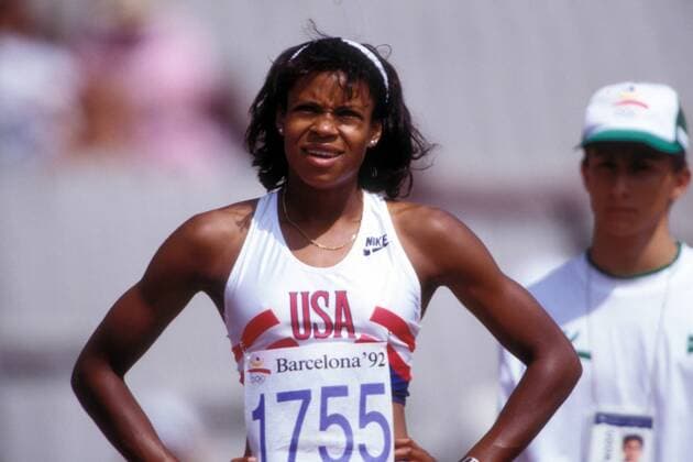 Meredith Rainey (USA) Leichtathletik OS Sommer Damen Olympische Spiele Barcelona 1992, Sommerspiele, Nationaltrikot Einzelbild Aufnahmedatum geschätzt Barcelona Leichtathletik OS Sommer Damen Olympische Spiele Barcelona 1992, Sommerspiele, Nationaltrikot Einzelbild Aufnahmedatum geschätzt Barcelona