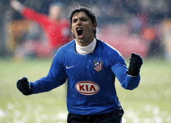 Sergio Aguero (Atletico Madrid) - Torjubel -  - NOxONLINExUSE Fußball EC 3 Herren Uefa Cup 2007 2008, Europacup, Pokal, Atletico Madrid Einzelbild Kopenhagen Freude, Begeisterung, Fußball EC 3 Herren Uefa Cup 2007 2008, Europacup, Pokal, Atletico Madrid Einzelbild Kopenhagen Freude, Begeisterung,