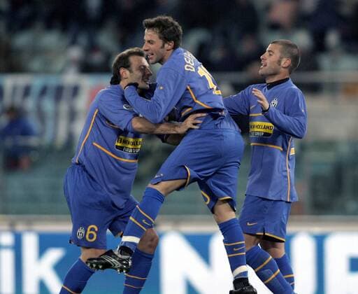 Torjubel Juventus Turin, v.li.: Cristiano Zanetti, Alessandro del Piero und Antonio Nocerino - Fußball Herren Serie A 2007 2008, 1. Italienische Liga, Juventus Turin, Juve Gruppe Rom Freude, Fußball Herren Serie A 2007 2008, 1. Italienische Liga, Juventus Turin, Juve Gruppe Rom Freude,