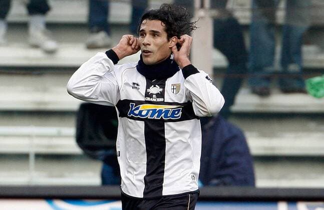 Bernardo Corradi (Parma) - Torjubel -  Fußball Herren Serie A 2007 2008, 1. Italienische Liga, FC Parma Einzelbild Parma Freude, Fußball Herren Serie A 2007 2008, 1. Italienische Liga, FC Parma Einzelbild Parma Freude,