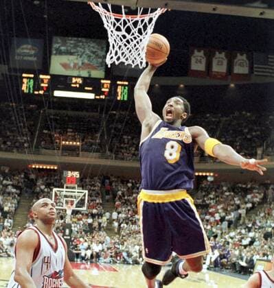 Kobe Bryant (re., Los Angeles Lakers) - Korbleger -  (HOU99051503) Basketball Herren NBA 1999 2000 Einzelbild o0 Playoffs, Playoff, Play Offs, Off Houston Dynamik, Basketball Herren NBA 1999 2000 Einzelbild o0 Playoffs, Playoff, Play Offs, Off Houston Dynamik,
