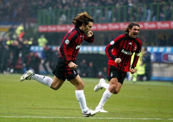 Andrea Pirlo (li.) und Paolo Maldini (beide AC Mailand) - Torjubel - Fußball Herren Serie A 2007 2008, 1. Italienische Liga, AC Mailand, Milan Gruppe Mailand Freude, Fußball Herren Serie A 2007 2008, 1. Italienische Liga, AC Mailand, Milan Gruppe Mailand Freude,