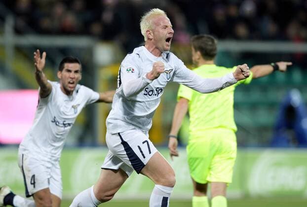 Igli Tare (Lazio Rom, re.) - Torjubel -  Fußball Herren Serie A 2007 2008, 1. Italienische Liga, Lazio Rom Gruppe Palermo Freude, Begeisterung, Fußball Herren Serie A 2007 2008, 1. Italienische Liga, Lazio Rom Gruppe Palermo Freude, Begeisterung,