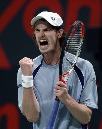 Andrew Murray (Großbritannien) - Jubel Tennis Herren Qatar Open 2008, ATP Tour Einzelbild Doha Freude, Begeisterung, Tennis Herren Qatar Open 2008, ATP Tour Einzelbild Doha Freude, Begeisterung,