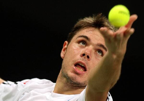 Stanislas Wawrinka (Schweiz) Tennis Herren Qatar Open 2008, ATP Tour Einzelbild Doha Konzentration, Tennis Herren Qatar Open 2008, ATP Tour Einzelbild Doha Konzentration,