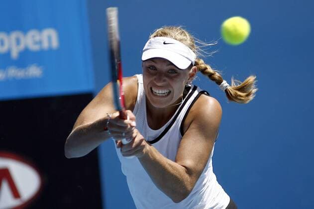 Angelique Kerber (Deutschland) Tennis Damen Australian Open 2008, Grand Slam, WTA Tour Einzelbild Melbourne Dynamik, Anstrengung, Tennis Damen Australian Open 2008, Grand Slam, WTA Tour Einzelbild Melbourne Dynamik, Anstrengung,