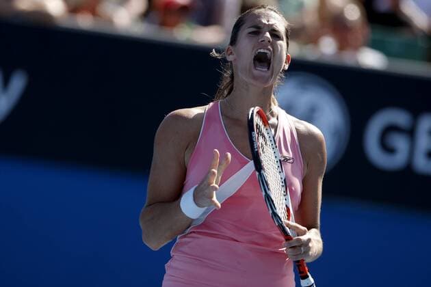 Amelie Mauresmo (Frankreich) wütend -  Tennis Damen Australian Open 2008, Grand Slam, WTA Tour Einzelbild Melbourne Enttäuschung, Tennis Damen Australian Open 2008, Grand Slam, WTA Tour Einzelbild Melbourne Enttäuschung,