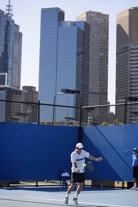 Olivier Rochus (Belgien) spielt in Melbourne vor beeindruckender Kulisse -  Tennis Herren Australian Open 2008, Grand Slam, ATP Tour Totale Melbourne Dynamik, Tennis Herren Australian Open 2008, Grand Slam, ATP Tour Totale Melbourne Dynamik,