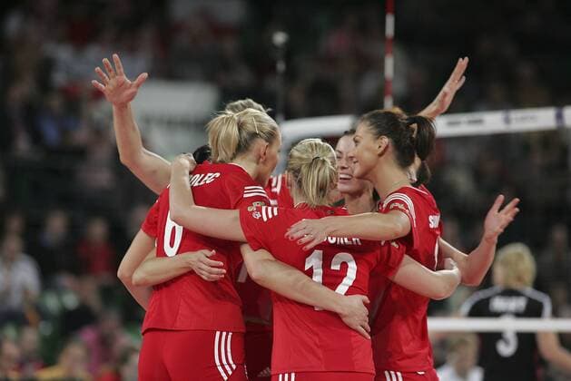 Jubel Polen Volleyball Länderspiel Damen Olympiaqualifikation 2007 2008, Olympia Qualifikation, Nationalmannschaft, Nationaltrikot, Gruppe Halle Westfalen Freude, Volleyball Länderspiel Damen Olympiaqualifikation 2007 2008, Olympia Qualifikation, Nationalmannschaft, Nationaltrikot, Gruppe Halle Westfalen Freude,