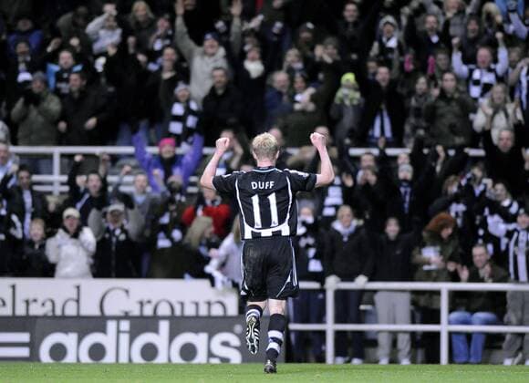 Damien Duff (Newcastle) - Torjubel - EDITORIAL USE ONLY. No use with unauthorised audio, video, data, fixture lists, club league logos or live services. Online in-match use limited to 120 images, no video emulation. No use in betting, games or single club league player publications. Fußball Herren FA Cup 2007 2008, Englischer Pokal, Pokalspiel, Newcastle United Einzelbild Newcastle Freude, Fußball Herren FA Cup 2007 2008, Englischer Pokal, Pokalspiel, Newcastle United Einzelbild Newcastle Freude,