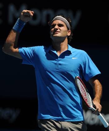 Roger Federer (Schweiz) jubelt -  Tennis Herren Australian Open 2008, Grand Slam, ATP Tour Einzelbild Melbourne Freude, Tennis Herren Australian Open 2008, Grand Slam, ATP Tour Einzelbild Melbourne Freude,
