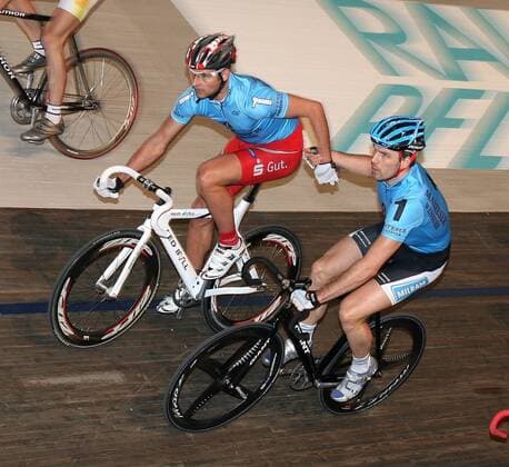 Christian Lademann (li.) und Christian Bach (beide Deutschland) - Wechsel Radsport Herren Stuttgarter 6 Tage Rennen 2008, sechs, Sechstagerennen, Sechstage, Six Days, SixDays Gruppe Stuttgart Radsport Herren Stuttgarter 6 Tage Rennen 2008, sechs, Sechstagerennen, Sechstage, Six Days, SixDays Gruppe Stuttgart