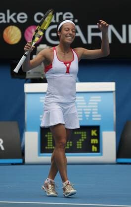 Francesca Schiavone (Italien) - Jubel Tennis Damen Australian Open 2008, Grand Slam, WTA Tour Einzelbild Melbourne Freude, Tennis Damen Australian Open 2008, Grand Slam, WTA Tour Einzelbild Melbourne Freude,