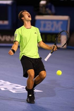 Philipp Kohlschreiber (Deutschland) - Schlussjubel Tennis Herren Australian Open 2008, ATP Tour, Grand Slam Einzelbild Melbourne Freude, Begeisterung, Tennis Herren Australian Open 2008, ATP Tour, Grand Slam Einzelbild Melbourne Freude, Begeisterung,