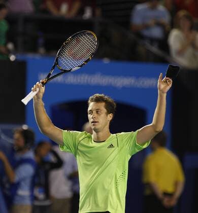 Philipp Kohlschreiber (Deutschland) - Schlussjubel Tennis Herren Australian Open 2008, ATP Tour, Grand Slam Einzelbild Melbourne Freude, Tennis Herren Australian Open 2008, ATP Tour, Grand Slam Einzelbild Melbourne Freude,