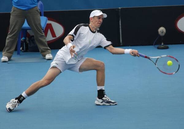 Jarkko Nieminen (Finnland) Tennis Herren Australian Open 2008, Grand Slam, ATP Tour, Einzelbild Melbourne Dynamik, Tennis Herren Australian Open 2008, Grand Slam, ATP Tour, Einzelbild Melbourne Dynamik,