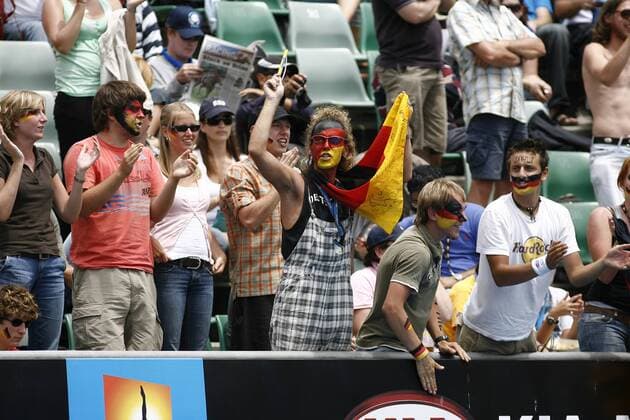Deutsche Tennisfans sorgen für Stimmung Tennis Herren Australian Open 2008, Grand Slam, ATP Tour Gruppe Melbourne Tennis Herren Australian Open 2008, Grand Slam, ATP Tour Gruppe Melbourne