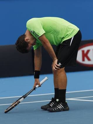 Philipp Kohlschreiber (Deutschland) enttäuscht Tennis Herren Australian Open 2008, Grand Slam, ATP Tour Einzelbild Melbourne Enttäuschung, Tennis Herren Australian Open 2008, Grand Slam, ATP Tour Einzelbild Melbourne Enttäuschung,