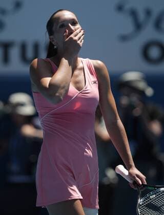 Jelena Jankovic (Serbien) staunt Tennis Damen Australian Open 2008, Grand Slam, WTA Tour Einzelbild Melbourne Tennis Damen Australian Open 2008, Grand Slam, WTA Tour Einzelbild Melbourne