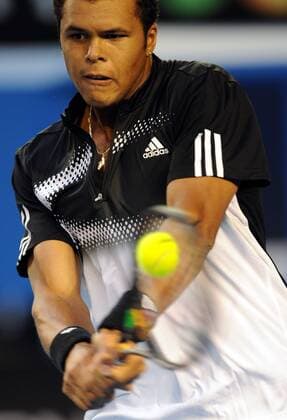 Jo Wilfried Tsonga (Frankreich) -  Tennis Herren Australian Open 2008, Grand Slam, ATP Tour Einzelbild Melbourne Dynamik, Tennis Herren Australian Open 2008, Grand Slam, ATP Tour Einzelbild Melbourne Dynamik,