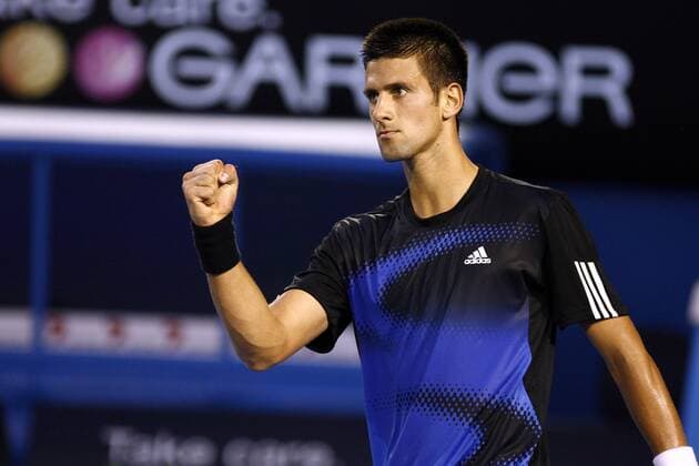 Novak Djokovic (Serbien) jubelt Tennis Herren Australian Open 2008, Grand Slam, ATP Tour Einzelbild Melbourne Freude, Tennis Herren Australian Open 2008, Grand Slam, ATP Tour Einzelbild Melbourne Freude,