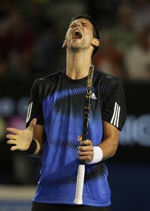 Novak Djokovic (Serbien) verzweifelt Tennis Herren Australian Open 2008, Grand Slam, ATP Tour Einzelbild Melbourne Enttäuschung, Verzweiflung, Tennis Herren Australian Open 2008, Grand Slam, ATP Tour Einzelbild Melbourne Enttäuschung, Verzweiflung,
