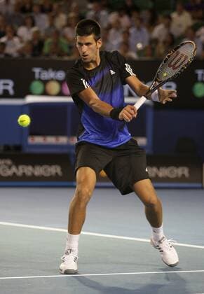 Novak Djokovic (Serbien) - Rückhand Tennis Herren Australian Open 2008, Grand Slam, ATP Tour Einzelbild Melbourne Dynamik, Tennis Herren Australian Open 2008, Grand Slam, ATP Tour Einzelbild Melbourne Dynamik,