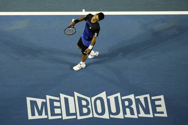 Novak Djokovic (Serbien) enttäuscht Tennis Herren Australian Open 2008, Grand Slam, ATP Tour Einzelbild Melbourne Enttäuschung, Tennis Herren Australian Open 2008, Grand Slam, ATP Tour Einzelbild Melbourne Enttäuschung,