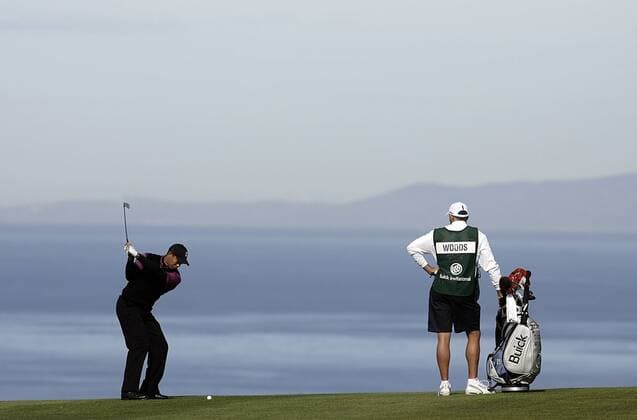 Tiger Woods (USA) und Caddie Steve Williams (Neuseeland) - (Icon36960021) Golf Herren Buick Invitational 2008, PGA Tour Gruppe Torrey Pines San Diego Golf Herren Buick Invitational 2008, PGA Tour Gruppe Torrey Pines San Diego EDITORIAL USE ONLY