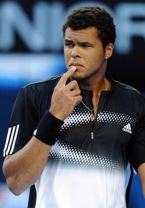 Jo Wilfried Tsonga (Frankreich) nachdenklich - Tennis Herren Australian Open 2008, Grand Slam, ATP Tour, Finale, Endspiel Einzelbild Melbourne Enttäuschung, Nachdenklichkeit, Skepsis, Tennis Herren Australian Open 2008, Grand Slam, ATP Tour, Finale, Endspiel Einzelbild Melbourne Enttäuschung, Nachdenklichkeit, Skepsis,