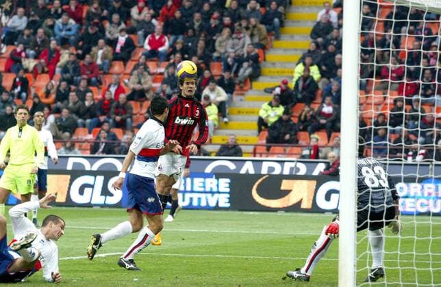 Alexandre Pato (AC Mailand, 2.v.re.) erzielt das 1:0 - Fußball Herren Serie A 2007 2008, 1. Italienische Liga, AC Mailand - FC Genua 1893 2:0, Milan Gruppe Genoa CFC Mailand Dynamik, Fußball Herren Serie A 2007 2008, 1. Italienische Liga, AC Mailand - FC Genua 1893 2:0, Milan Gruppe Genoa CFC Mailand Dynamik,