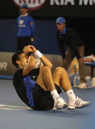 Novak Djokovic (Serbien) gewinnt die Australian Open 2008 Tennis Herren Australian Open 2008, Grand Slam, ATP Tour Einzelbild Finale Melbourne Freude, Begeisterung, Tennis Herren Australian Open 2008, Grand Slam, ATP Tour Einzelbild Finale Melbourne Freude, Begeisterung,