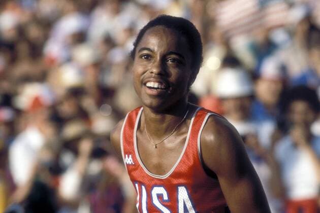 Evelyn Ashford (USA) Leichtathletik OS Sommer Damen Olympische Spiele 1984, Sommerspiele, Nationaltrikot, 100m, 100 m, Meter, Sprint, Kurzstrecke Vdia Porträt Los Angeles LA L A Leichtathletik OS Sommer Damen Olympische Spiele 1984, Sommerspiele, Nationaltrikot, 100m, 100 m, Meter, Sprint, Kurzstrecke Vdia Porträt Los Angeles LA L A