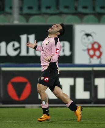 Fabrizio Miccoli (Palermo) - Torjubel -  Fußball Herren Serie A 2007 2008, 1. Italienische Liga, US Palermo Einzelbild Palermo Freude, Begeisterung, Fußball Herren Serie A 2007 2008, 1. Italienische Liga, US Palermo Einzelbild Palermo Freude, Begeisterung,