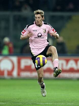 Federico Balzaretti (Palermo) am Ball -  Fußball Herren Serie A 2007 2008, 1. Italienische Liga, US Palermo Einzelbild Palermo Dynamik, Fußball Herren Serie A 2007 2008, 1. Italienische Liga, US Palermo Einzelbild Palermo Dynamik,