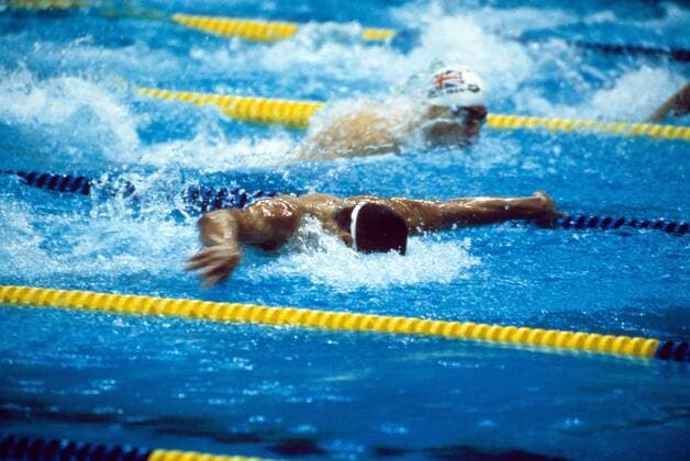 Matt Biondi (USA, vorn) Schwimmen OS Sommer Herren Olympische Spiele 1988, Sommerspiele, 100 m, 100m, Meter Einzelbild Seoul Schwimmen OS Sommer Herren Olympische Spiele 1988, Sommerspiele, 100 m, 100m, Meter Einzelbild Seoul