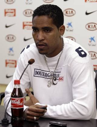 Cleber (Atletico Madrid) - Pressekonferenz -  - NOxONLINExUSE Fußball Herren Primera Division 2007 2008, 1. Spanische Liga, Pressetermin Einzelbild Madrid Fußball Herren Primera Division 2007 2008, 1. Spanische Liga, Pressetermin Einzelbild Madrid